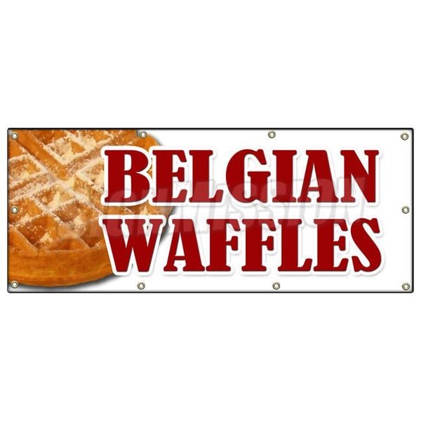 BELGIAN WAFFLES BANNER SIGN dessert whipped cream